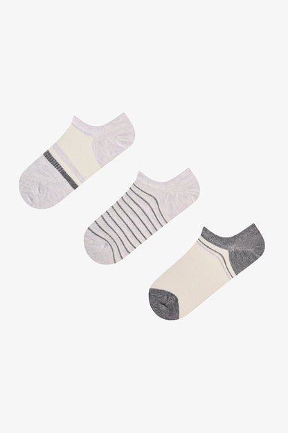 Ribbed Stripes 3'lü Sneaker Çorabı