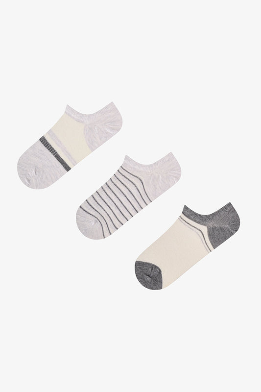 Ribbed Stripes 3'lü Sneaker Çorabı
