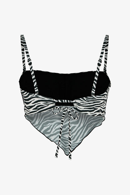 Wıld Zebra Scarf Bikini Üstü