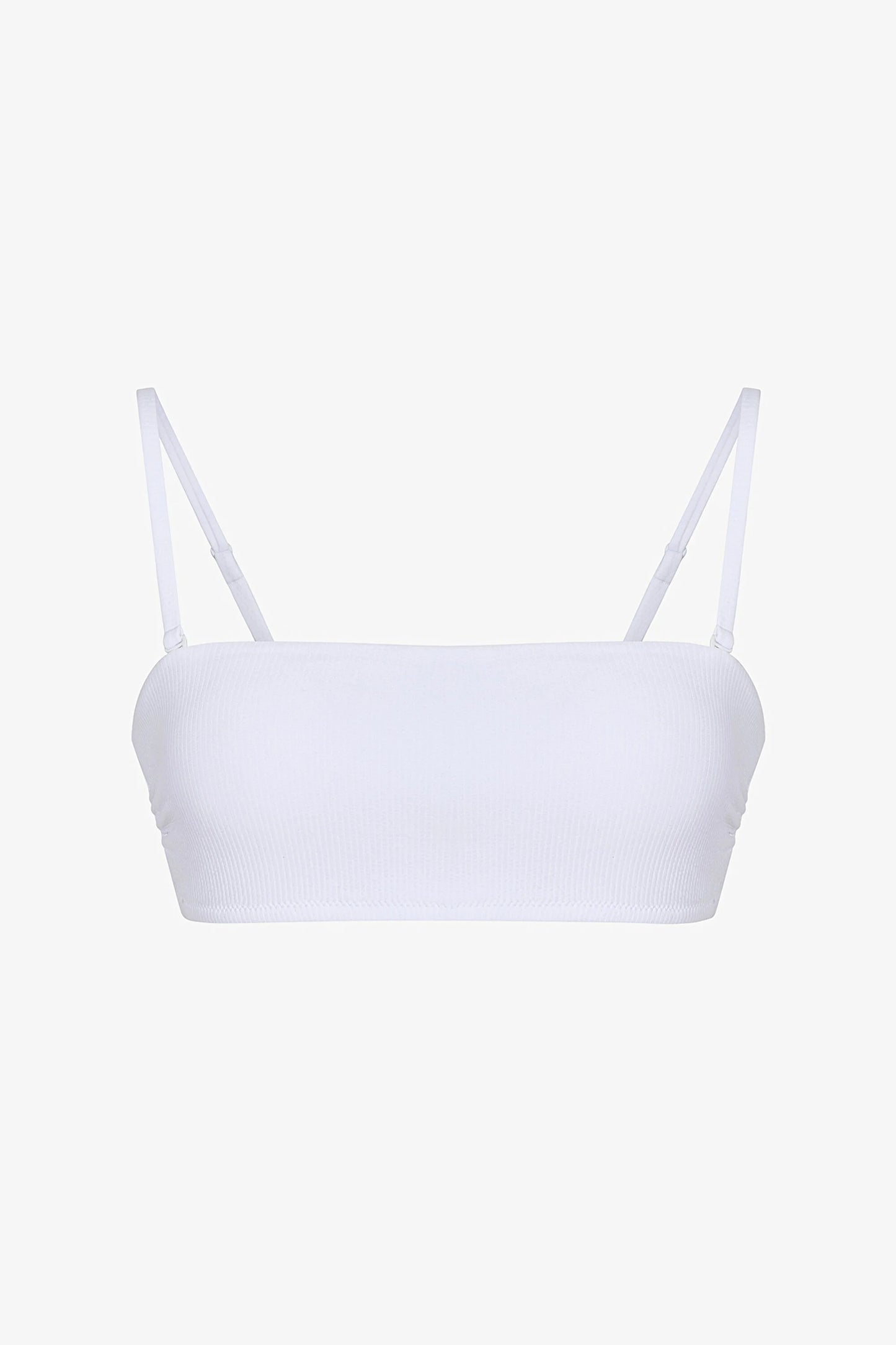 Beyaz Ava Straplez Bikini Üstü