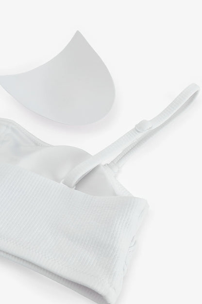 Beyaz Ava Straplez Bikini Üstü