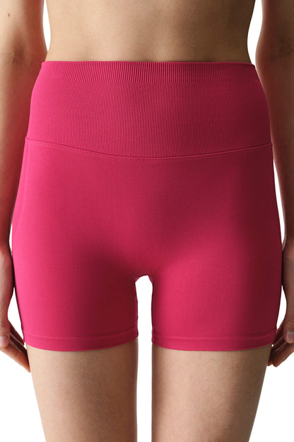 Pembe Seamless Dikişsiz Yüksek Bel Push Up Kısa Tayt