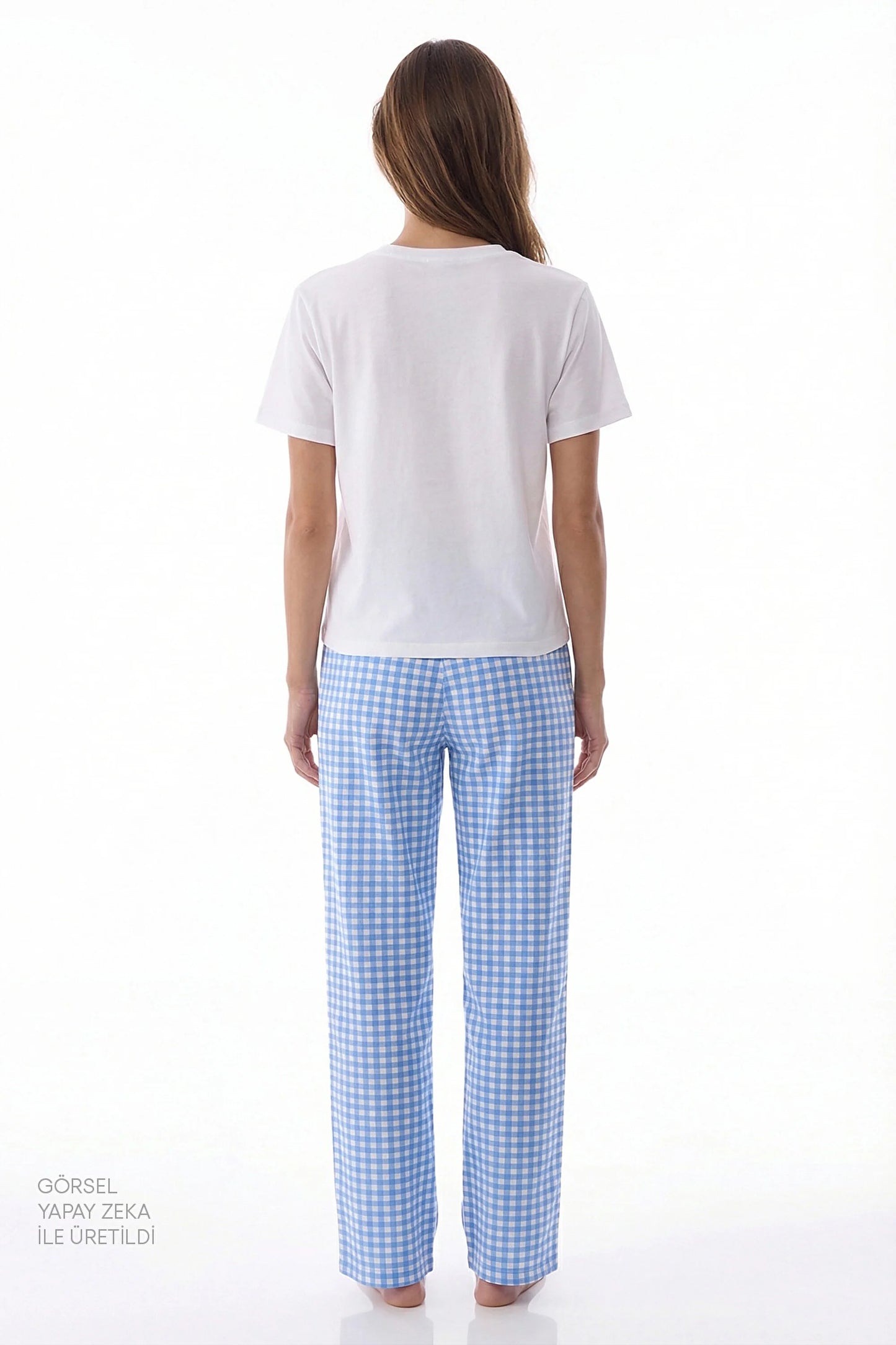 Gokyüzü Mavisi Pajama Time Pamuklu Pantolon Pijama Takımı