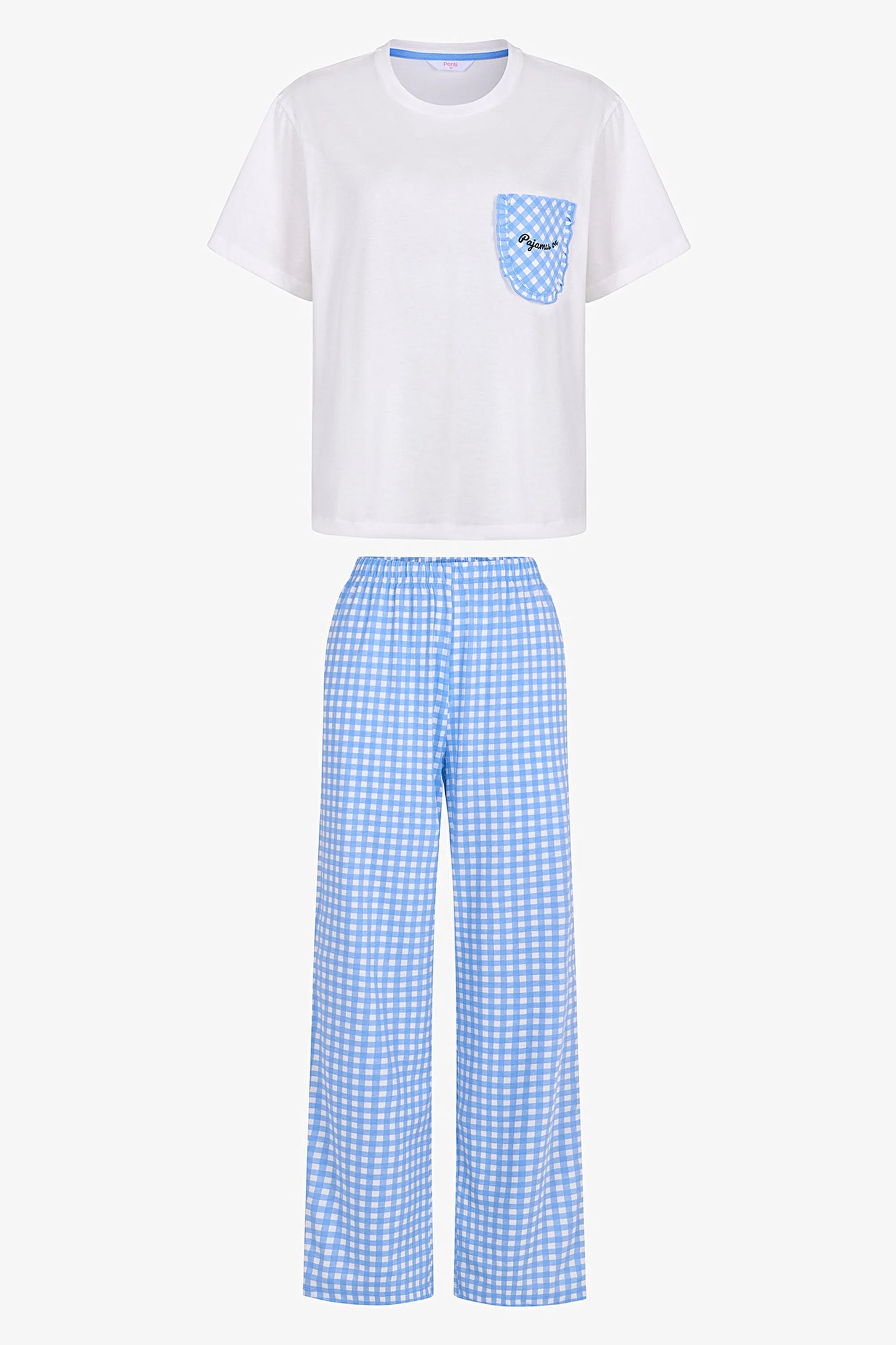 Gokyüzü Mavisi Pajama Time Pamuklu Pantolon Pijama Takımı
