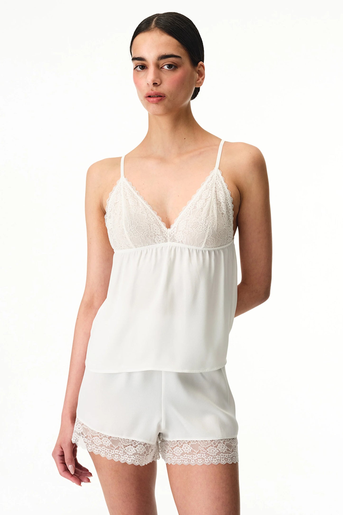 Kırık Beyaz Bridal Charming Şortlu Pijama Takımı