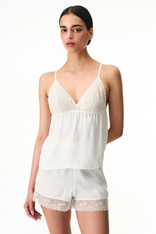 Kırık Beyaz Bridal Charming Şortlu Pijama Takımı