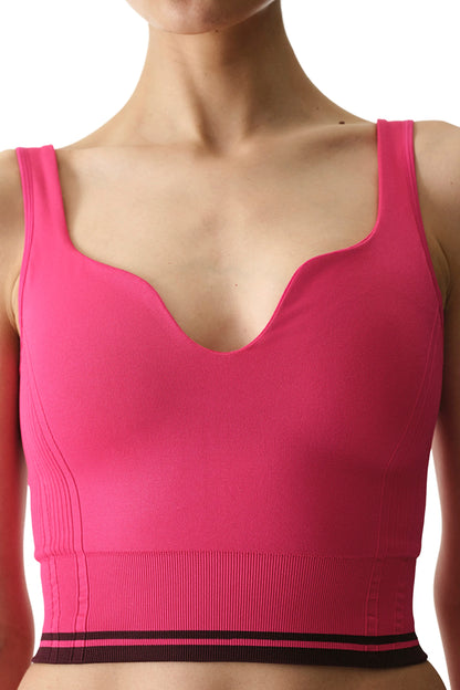 Pembe Seamless Dikişsiz Kalp Yaka Çıkarılabilir Pedli Spor Sütyeni