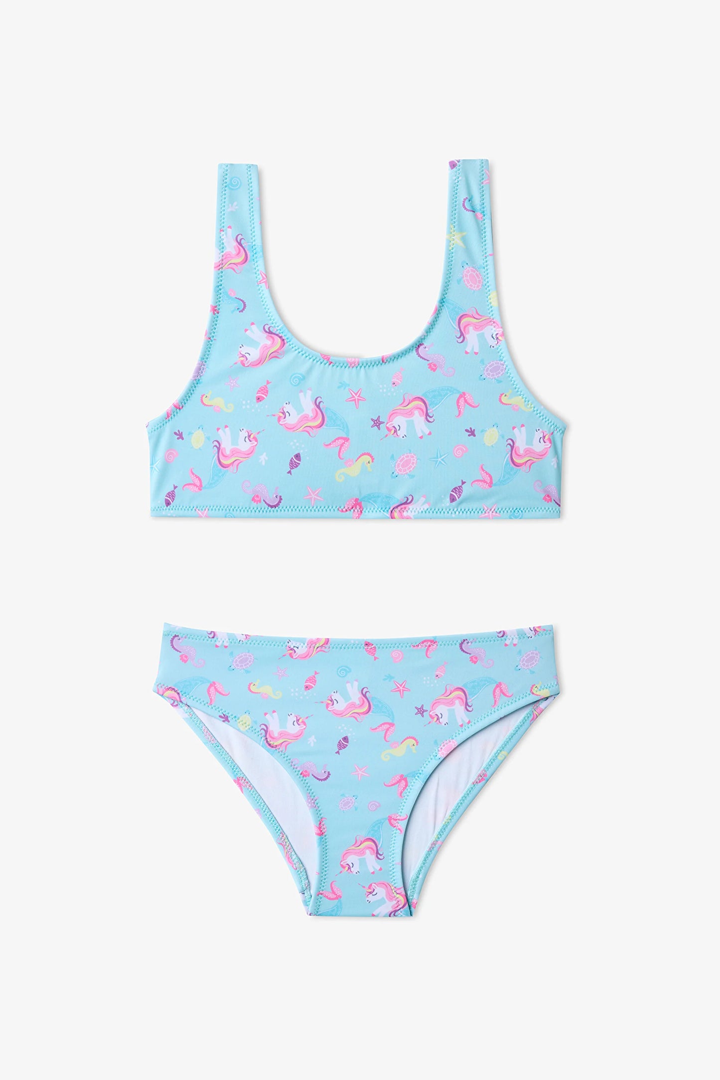Renkli Kız Çocuk Unimermaid Halter Bikini Takımı