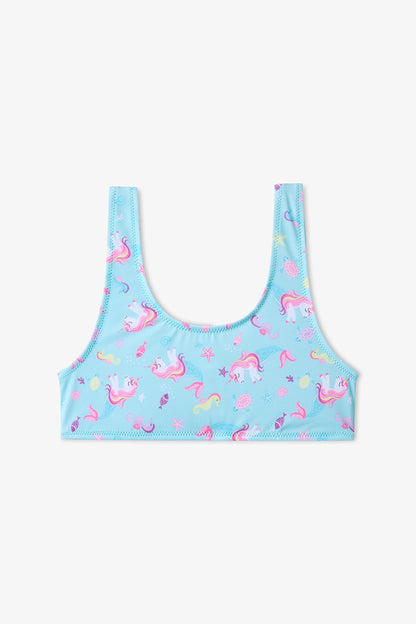 Renkli Kız Çocuk Unimermaid Halter Bikini Takımı