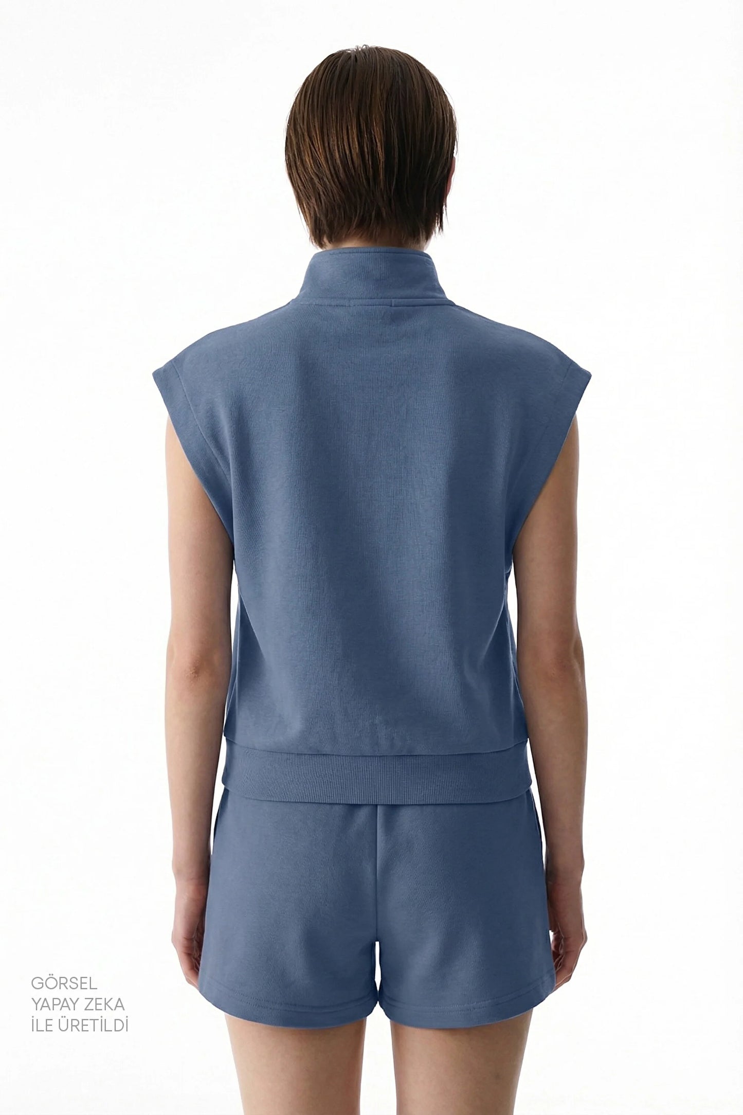 Koyu Mavi Nura Half Zip Sweatshirt