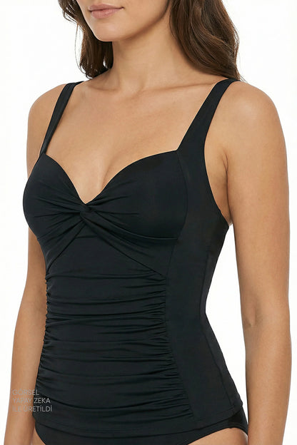 Siyah Büzgülü Bikini Üstü