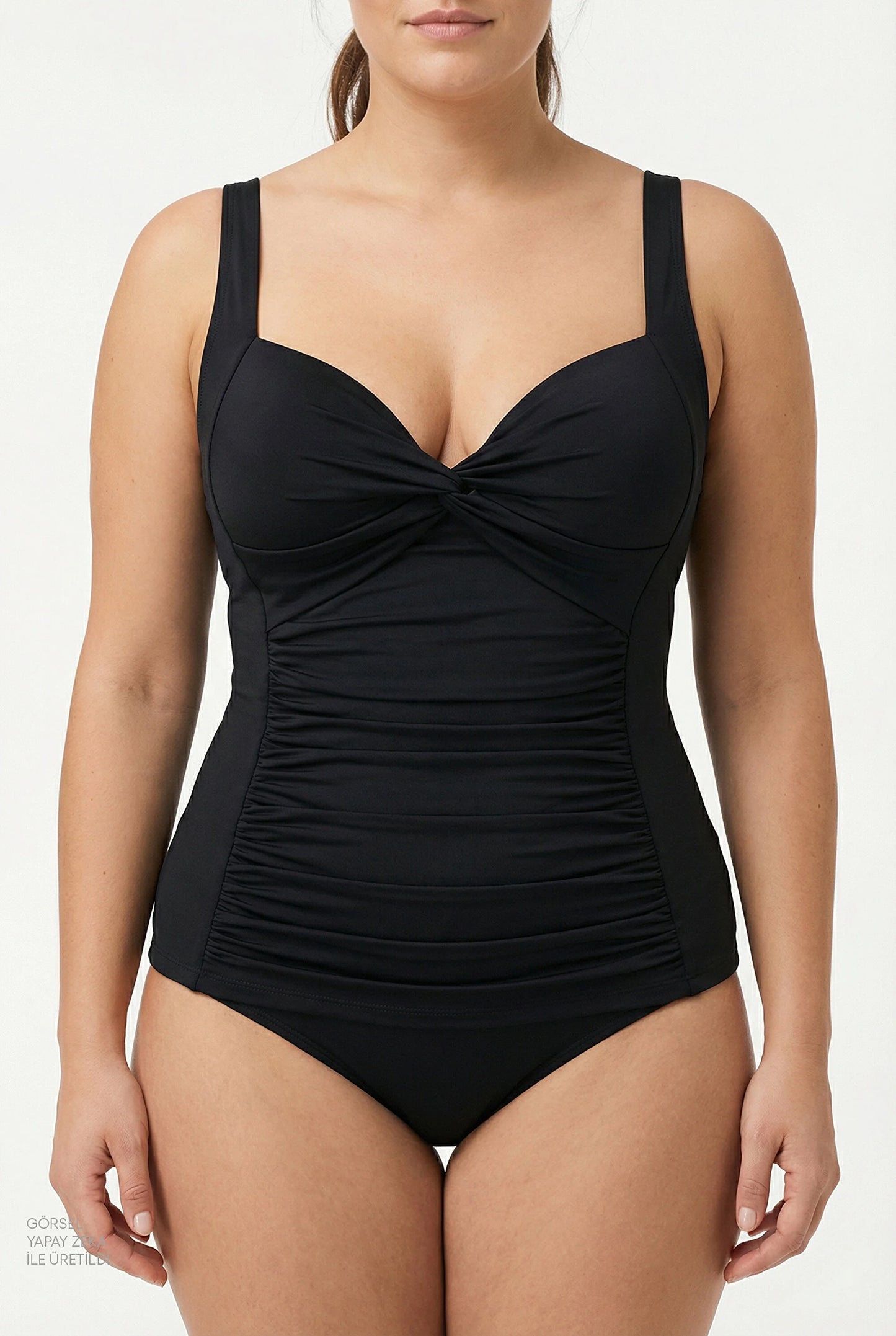 Siyah Büzgülü Bikini Üstü