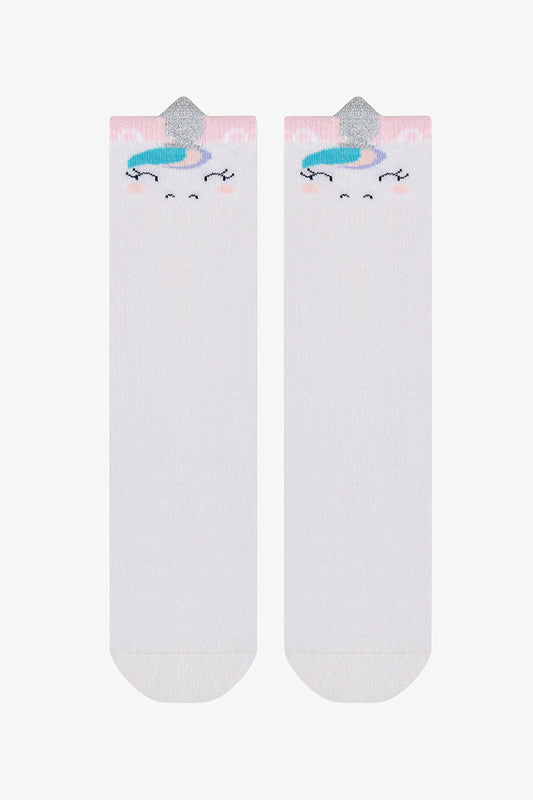 Marshmallow Kız Çocuk Smiley Unicorn Desenli Pantolon Çorabı