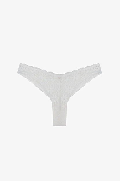 Kırık Beyaz Lace Dantel V Model Brazilian Külot