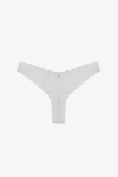 Kırık Beyaz Lace Dantel V Model Brazilian Külot