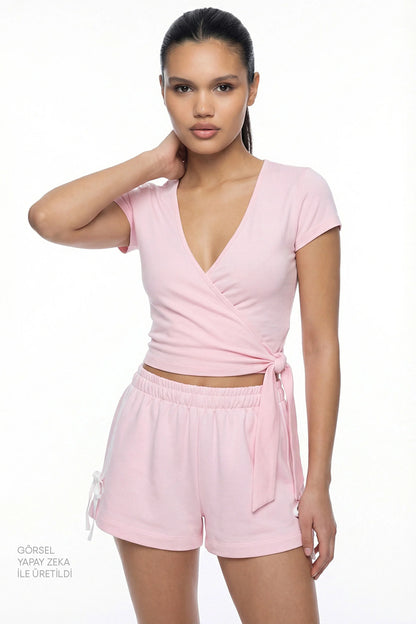 Pembe Ballet Wrap Üst