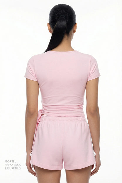 Pembe Ballet Wrap Üst