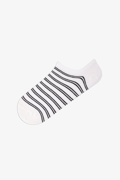 3 Çift Burun Dikişsiz Puantiye Ve Çizgi Desenli Sneaker Çorap