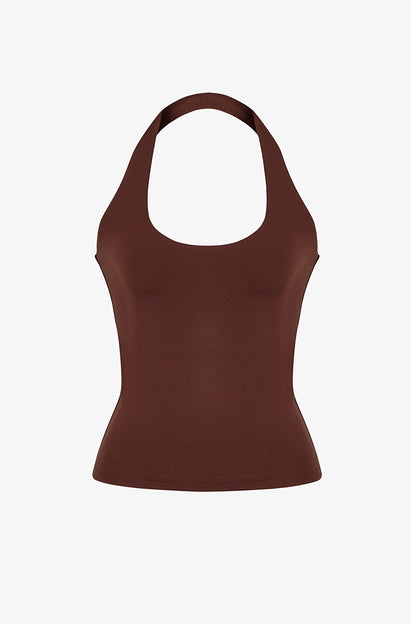 Kahverengi Halter Yaka Üst