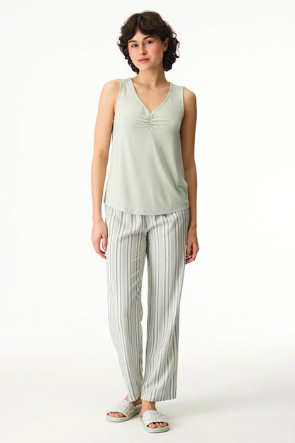 Açık Yeşil Serenity Çizgili Pant Pijama Altı