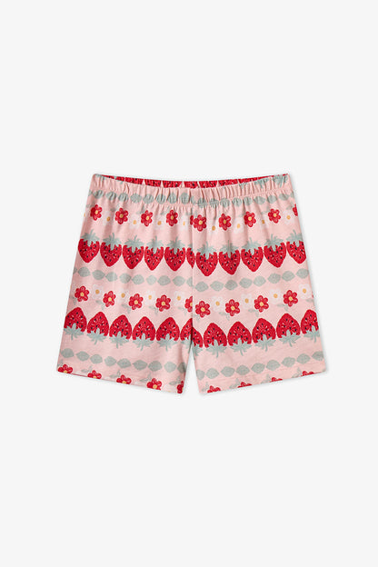 Kırmızı Kız Çocuk Berrylicious Pamuklu 2'li Pijama Takımı