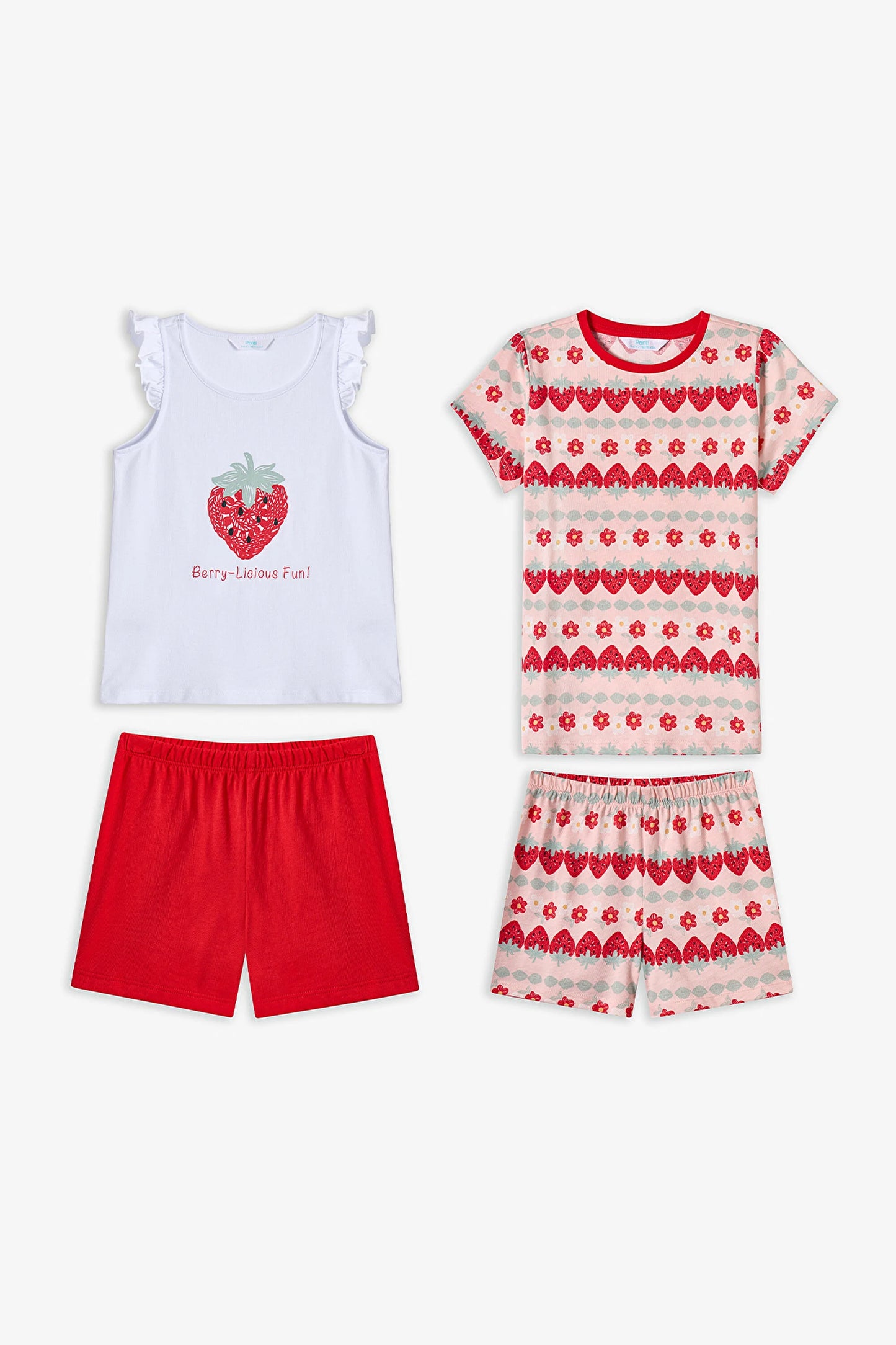 Kırmızı Kız Çocuk Berrylicious Pamuklu 2'li Pijama Takımı