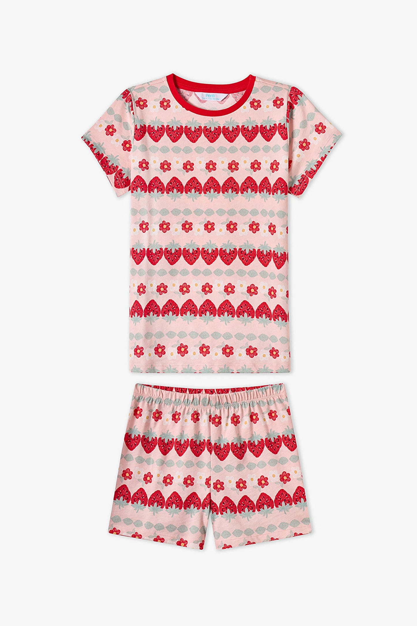 Kırmızı Kız Çocuk Berrylicious Pamuklu 2'li Pijama Takımı