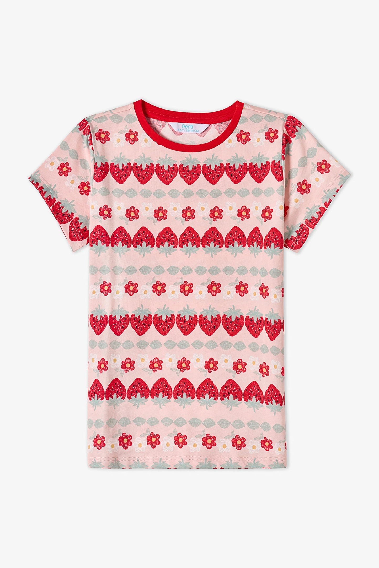 Kırmızı Kız Çocuk Berrylicious Pamuklu 2'li Pijama Takımı