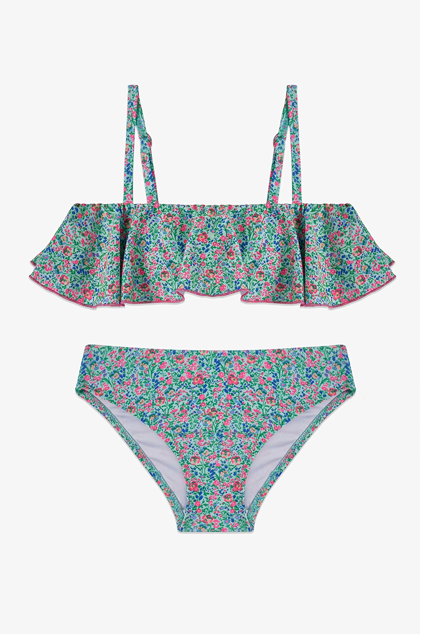Renkli Kız Çocuk Ditsy Bandeau Bikini Takımı