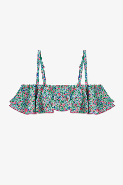 Renkli Kız Çocuk Ditsy Bandeau Bikini Takımı