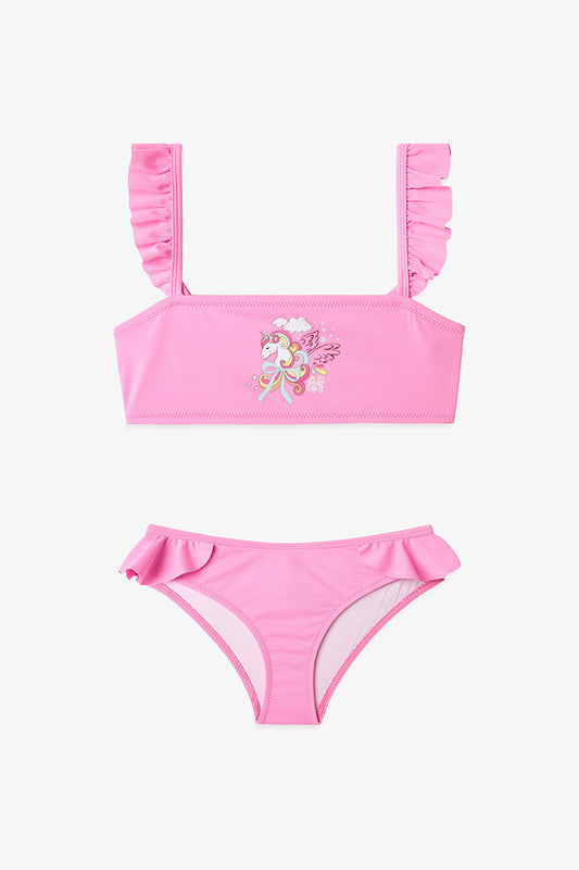 Açık Pembe Kız Çocuk Dream Unicorn Bandeau Bikini Takımı