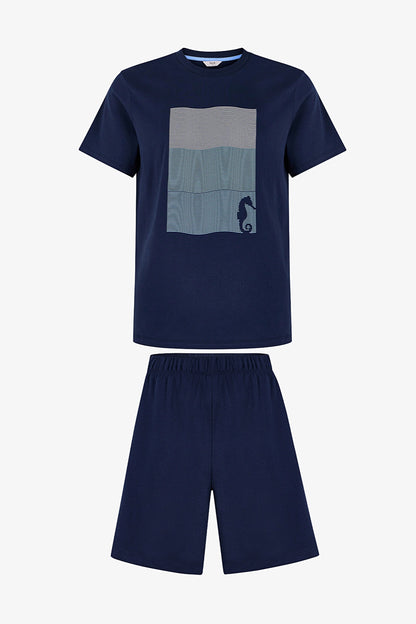 Erkek Renkli Ocean Track Şortlu Pijama Takımı