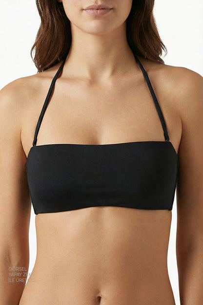 Siyah Straplez Bikini Üstü