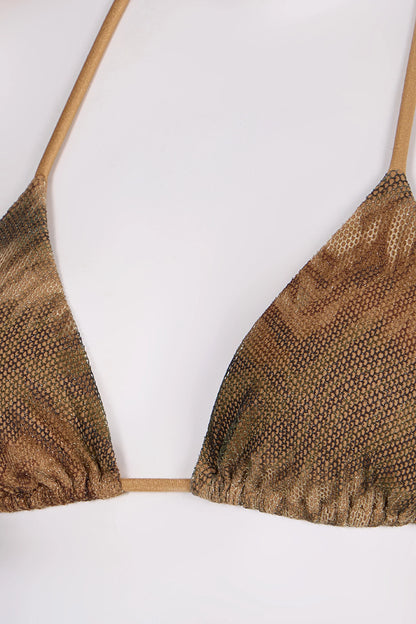 Renkli Destini Üçgen Bikini Üstü
