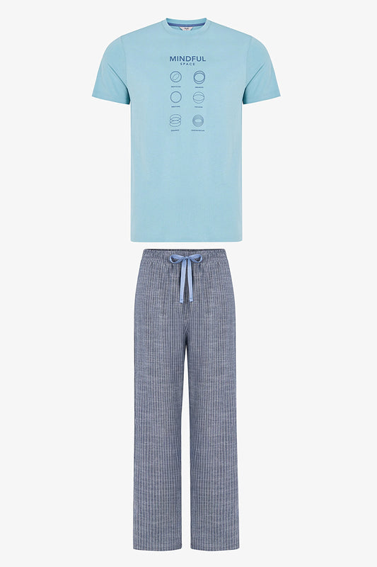 Erkek Renkli Wellness Check Pijama Takımı