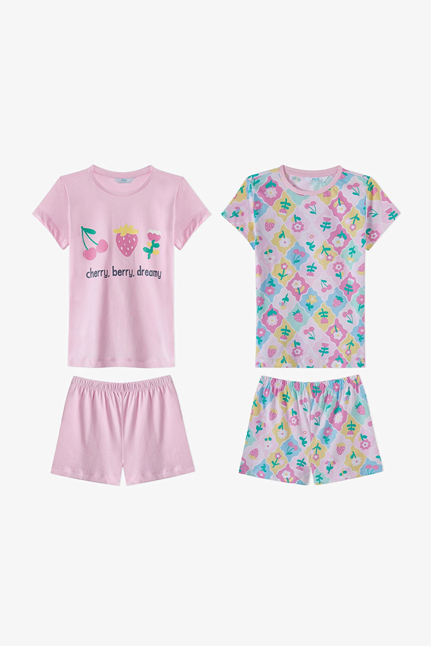 Açık Pembe Kız Çocuk Cherry,berry Pamuklu 2'li Pijama Takımı