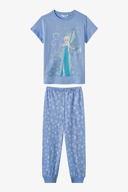 Mavi Kız Çocuk Lic Erkek Çocuk Frozen Pamuklu Pijama Takımı