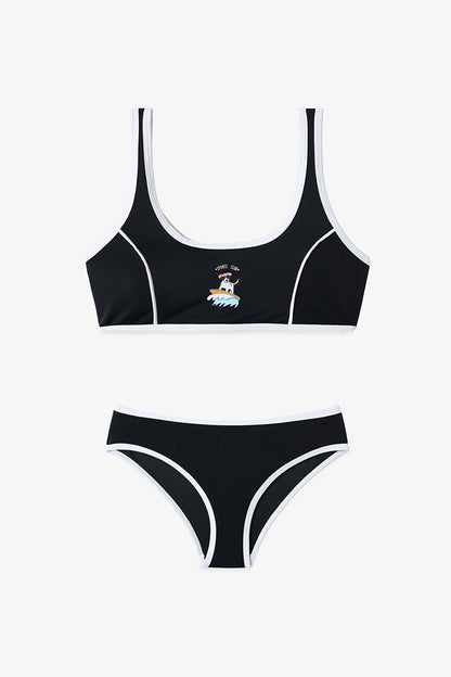 Siyah Genç Kız Puppy Halter Bikini Takımı