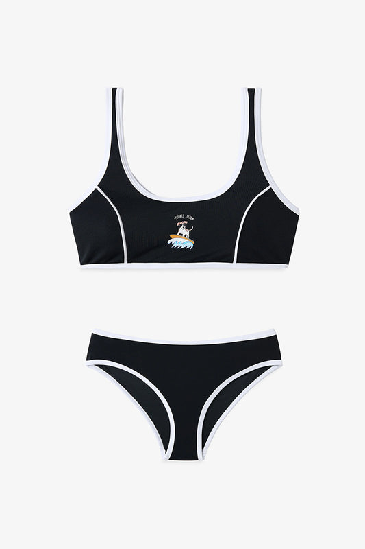 Siyah Genç Kız Puppy Halter Bikini Takımı