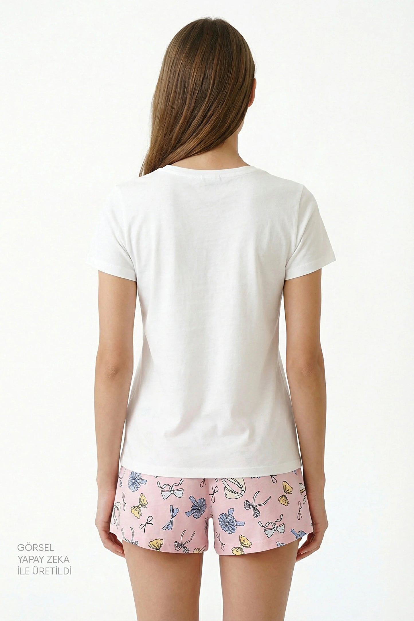 Pembe Bow Of The Day Pamuklu Şortlu Pijama Takımı