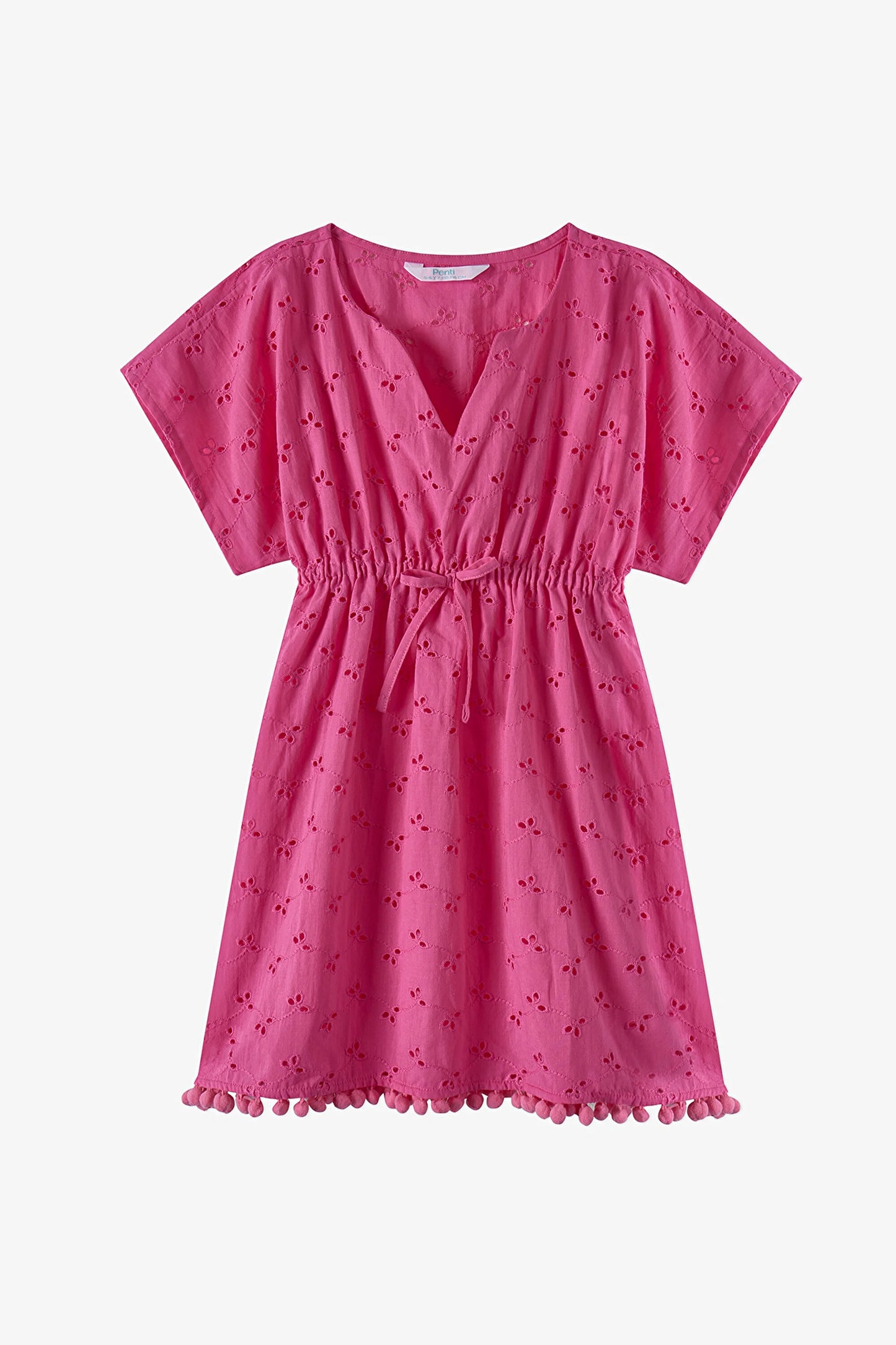 Koyu Pembe Kız Çocuk Brode Kaftan