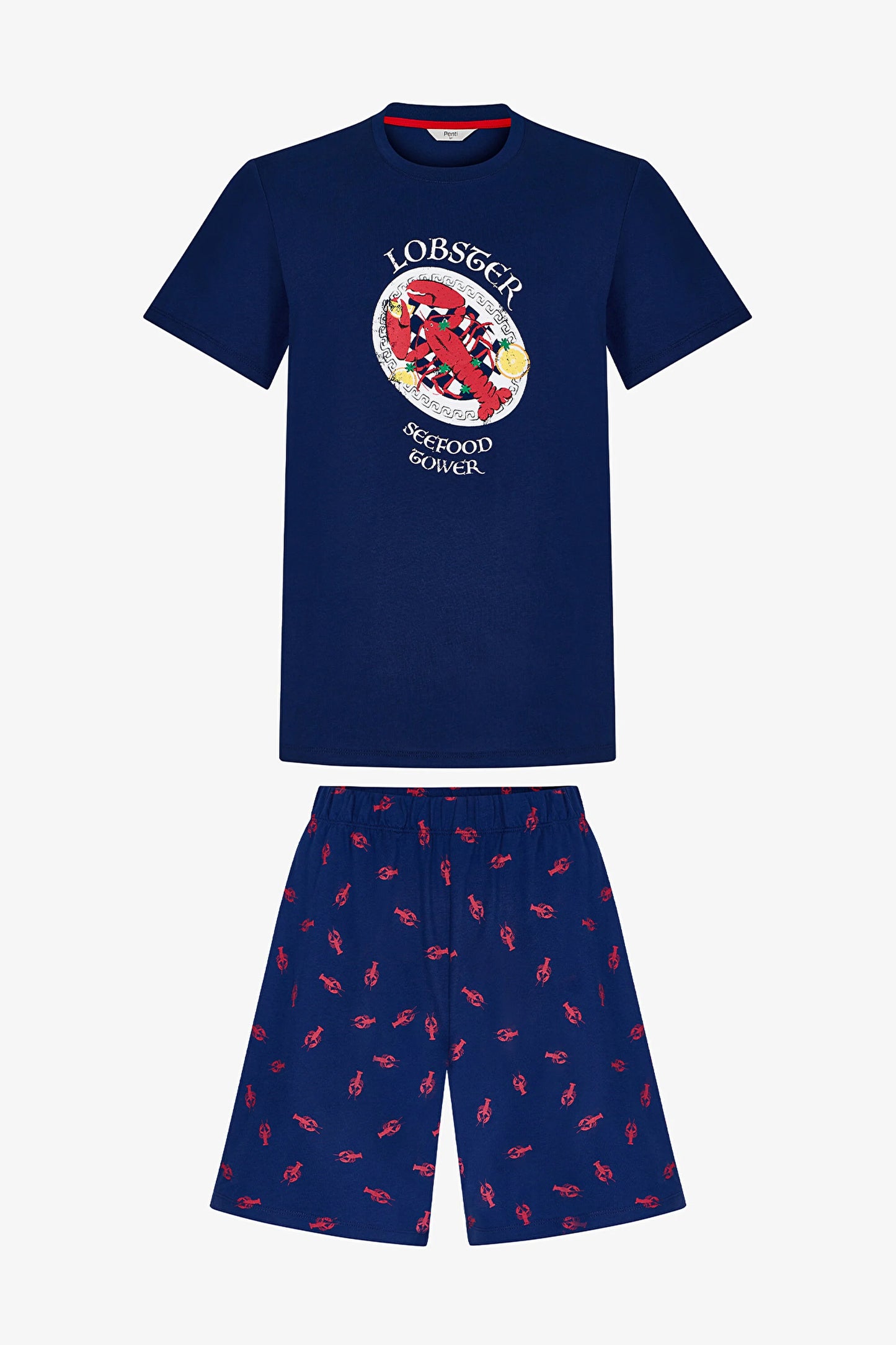 Erkek Renkli Lobster Tower Şortlu Pijama Takımı