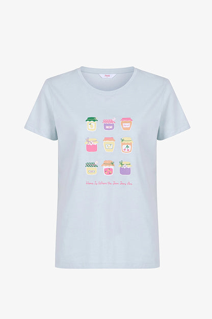 Açık Mavi Sweet Breakfast Pamuklu Pantolon Pijama Takımı
