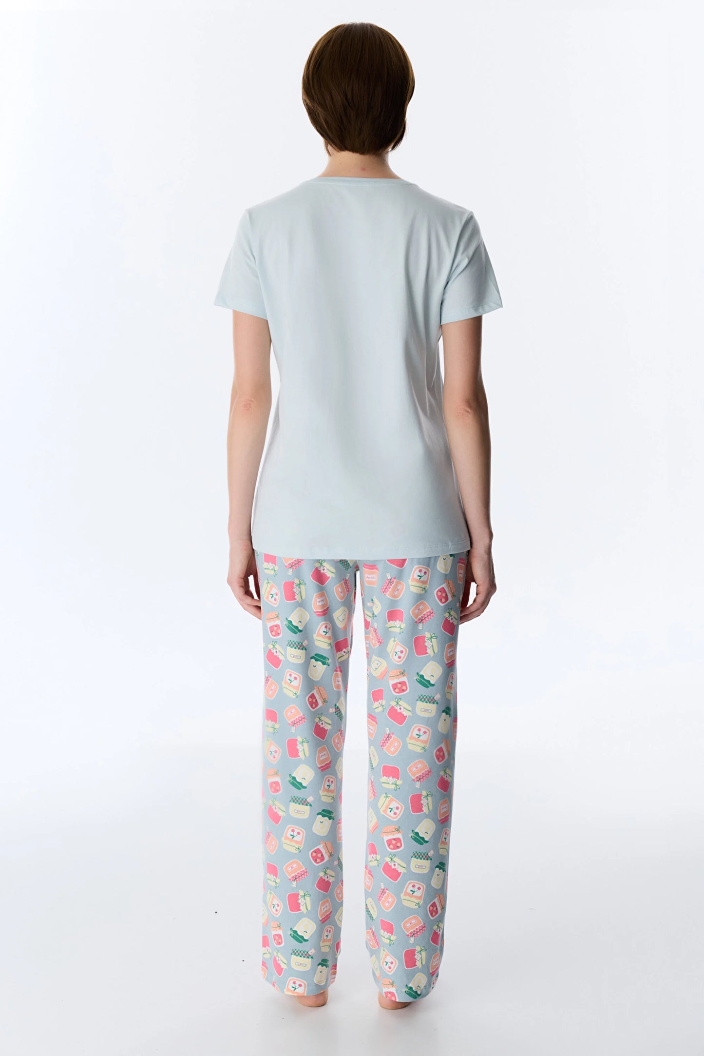 Açık Mavi Sweet Breakfast Pamuklu Pantolon Pijama Takımı