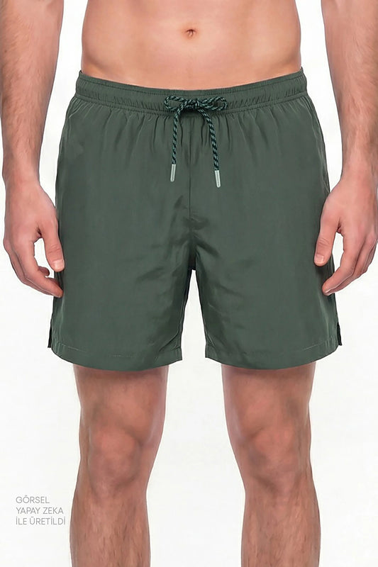Erkek Kır Yeşili Basic Dark Green Şort