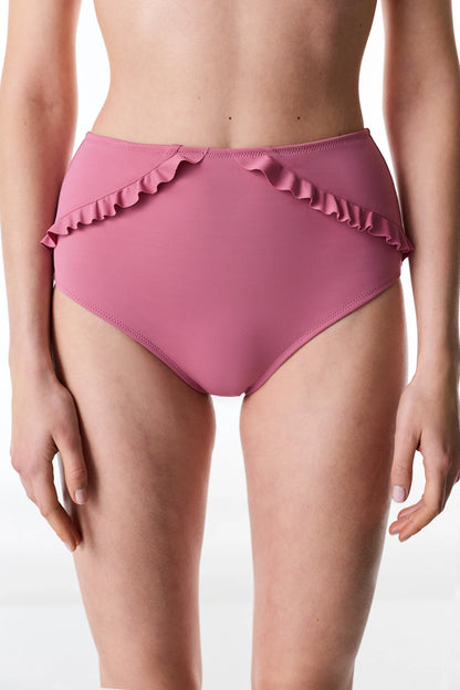 Gül Pembesi New High Ruffle Bikini Altı