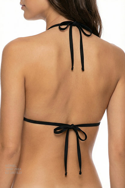 Siyah Mini Üçgen Bikini Üstü