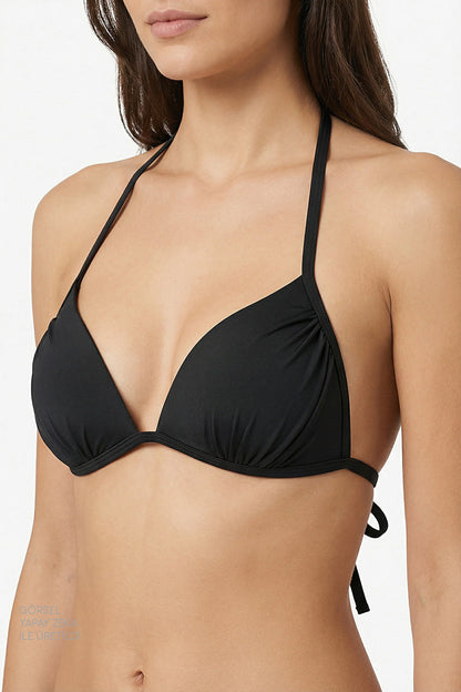 Siyah Mini Üçgen Bikini Üstü