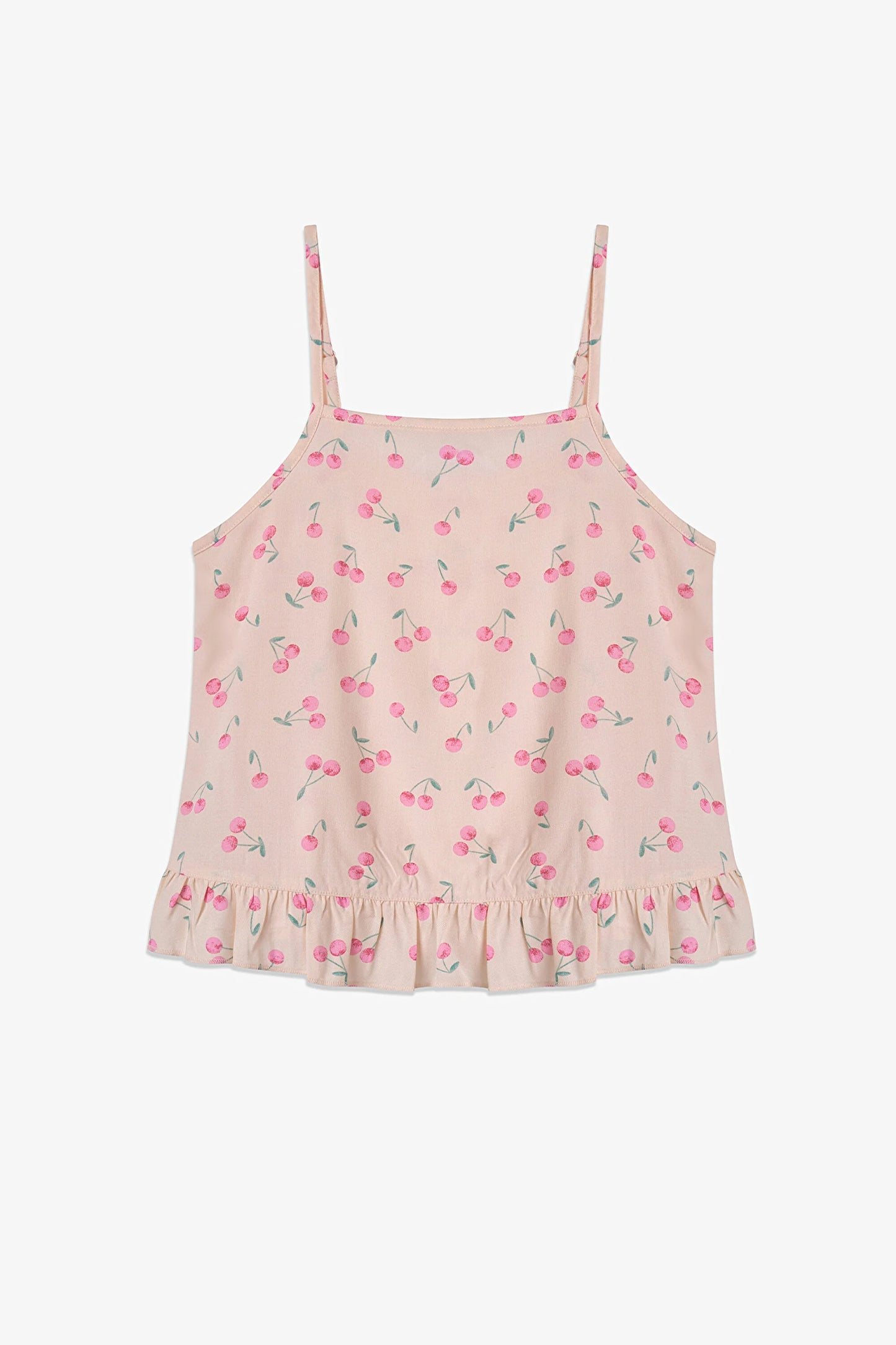 Bej Kız Çocuk Pinky Cherry Pamuklu Pijama Takımı