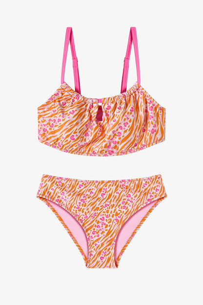 Pembe Genç Kız Safari Halter Bikini Takımı